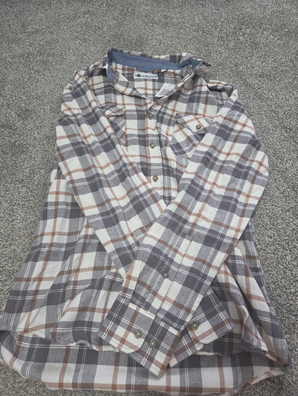 L.L. Bean Men's Gray & Brown Plaid Flannel Shirt